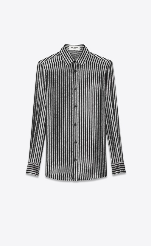 SAINT LAURENT クラシックシャツ レディース lamé silk mousseline shirt a_V4